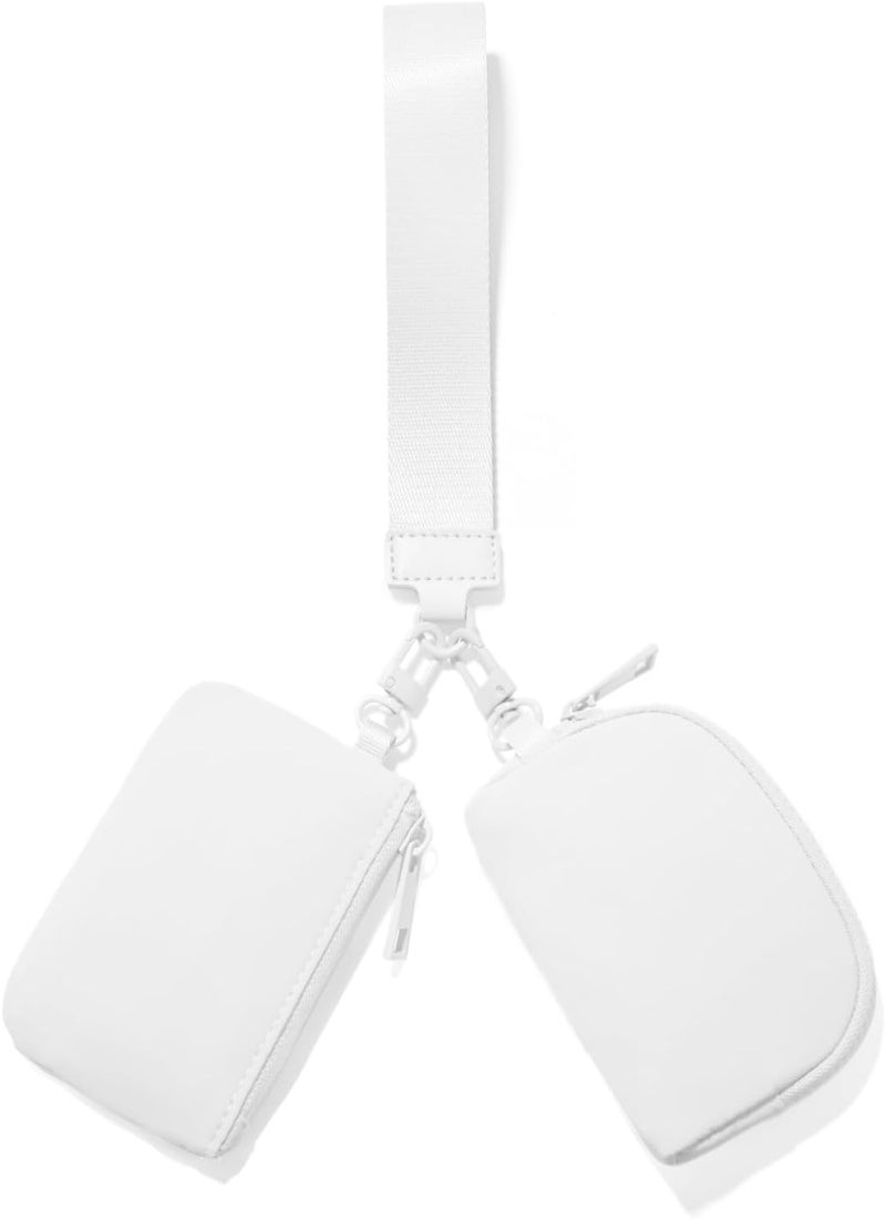 Viverte Mini Zip Around Wristlet Wallets for Women Small Portable Coin Purse Dual Pouch Keychain Wristlet Gifts for Women Travel Sports Outdoors (White) - Image 1